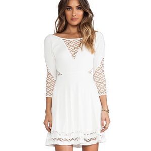 high neck long sleeve lace midi dress Luxury Women Lace Embroidery Dress Spring Summer Long Sleeve White Wedding Evening Party Hollow Out Vestido Dresses White / L